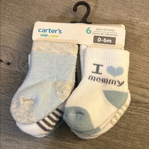 Carter's Child of Mine Baby Socks 6-Pack Blue and Gray